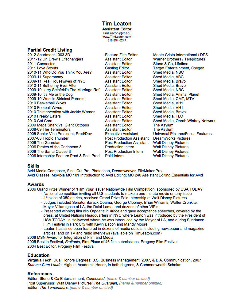 Resume Page 1